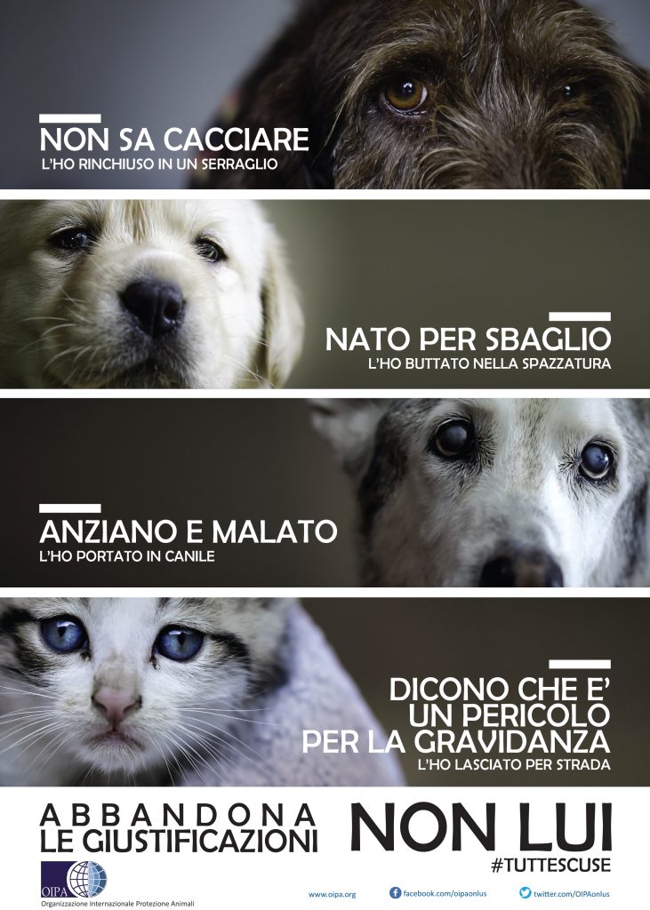 Oipa Italia onlus lancia la campagna #tuttescuse con Ale&Franz