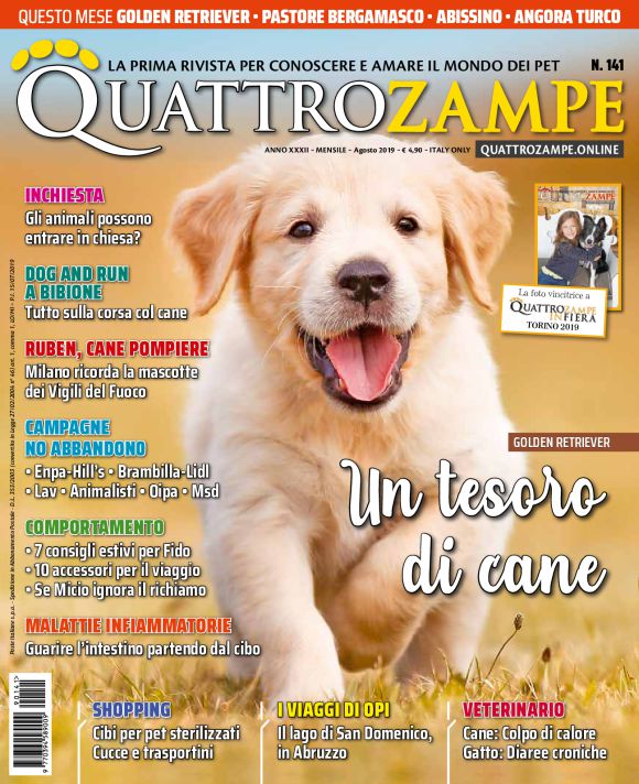 È in edicola il numero di agosto 2019 di Quattrozampe