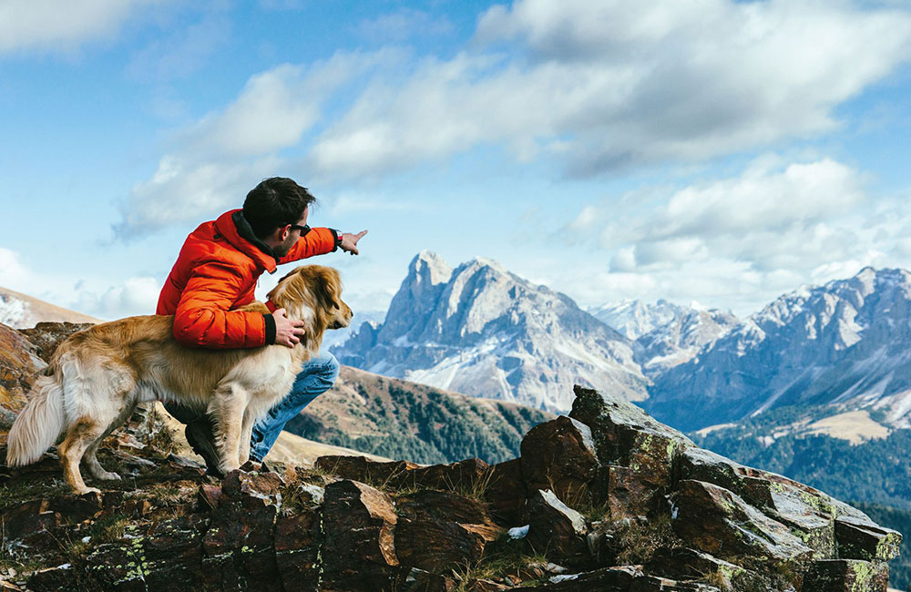 A spasso con il cane in montagna