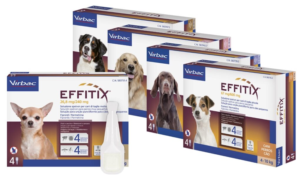 Effitix di Virbac è l'antiparassitario per cani che protegge per 4 settimane contro 4 parassiti